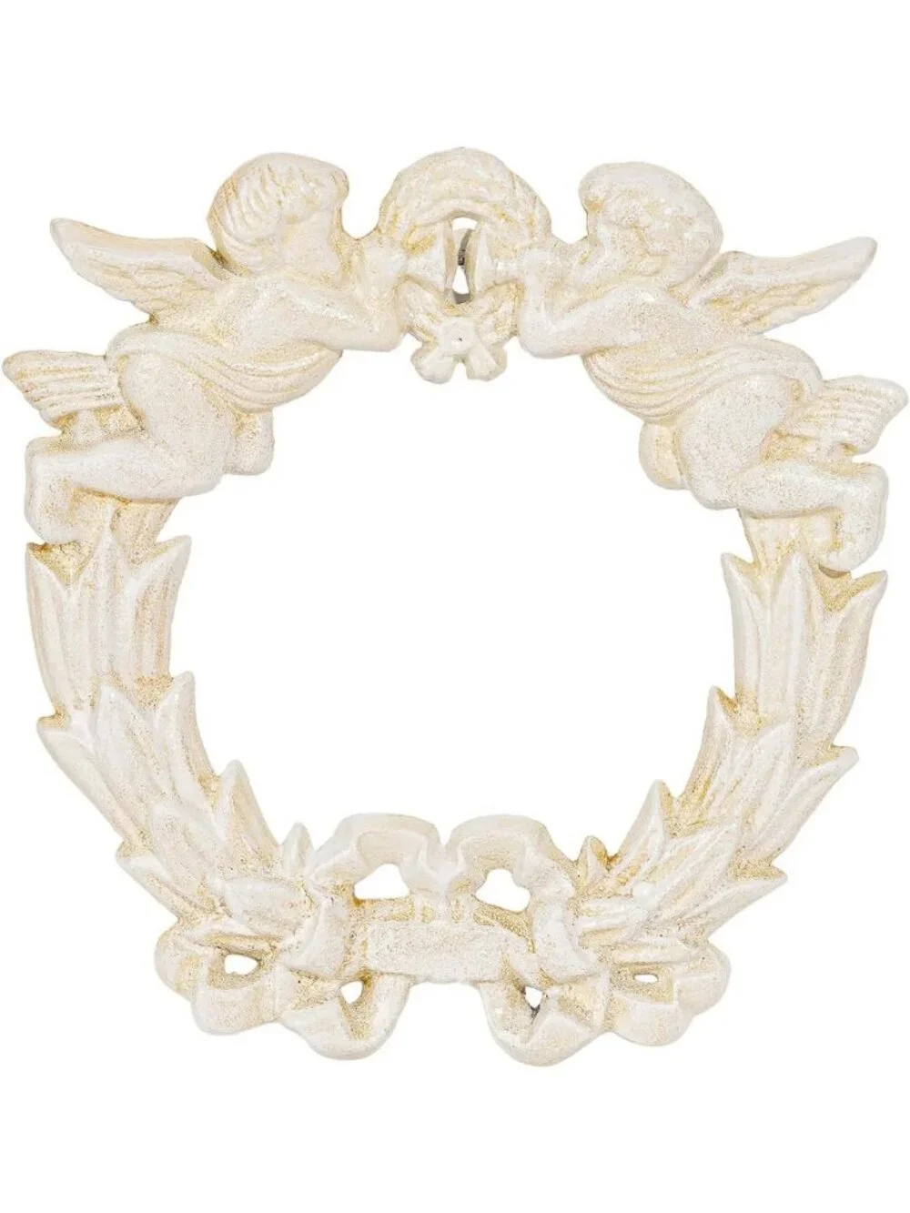 Vintage Cast Iron Cherub Wall Plaque - Antique White Home Decor Accent